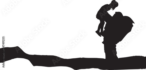 Vector illustration of a black silhouette of a young woman dancing, featuring a graceful person's body figure in a fashion sport pose with artistic outline and kanji art