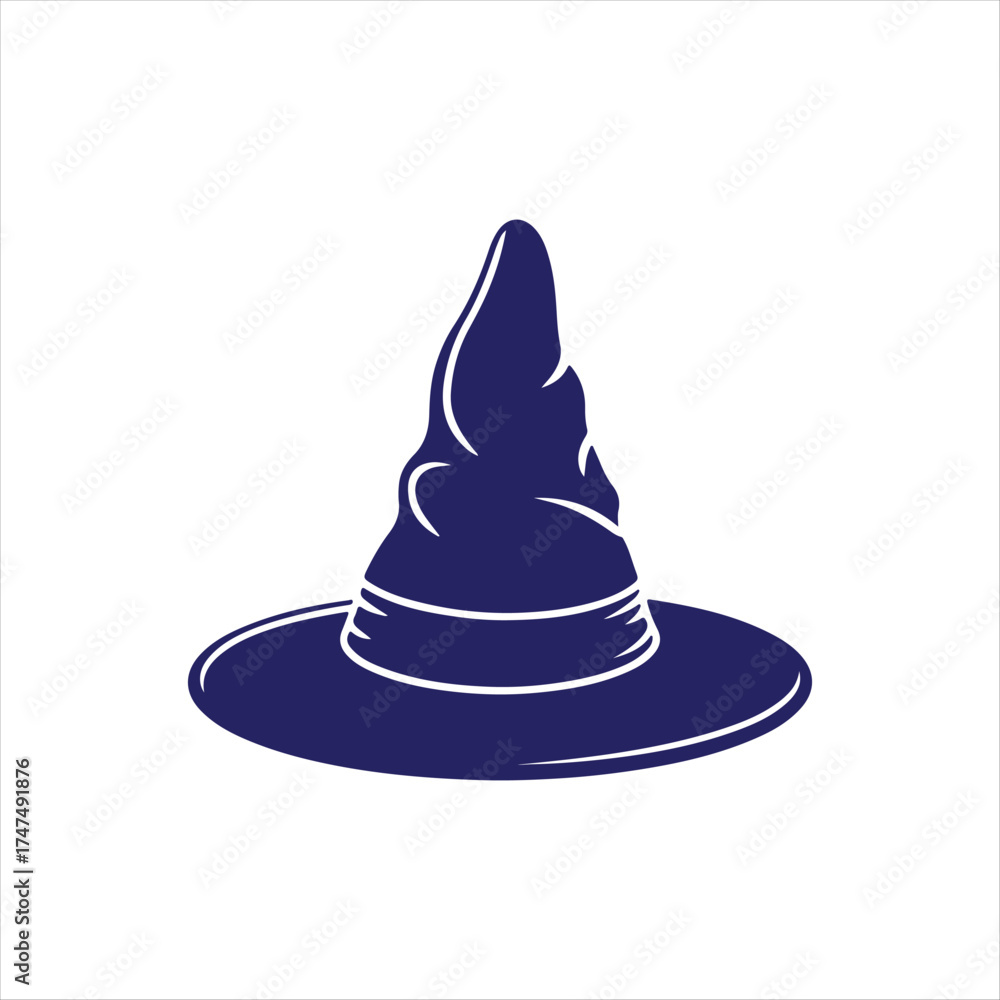 Fototapeta premium Magic Wizard Hat Icon – Fantasy Illustration for Halloween, Storytelling, and Magical Themes