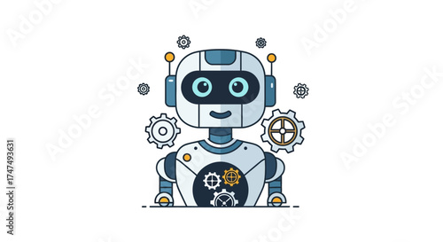 Cute robot with gears