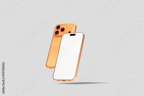 Orange smartphone 17 Pro max blank mockup