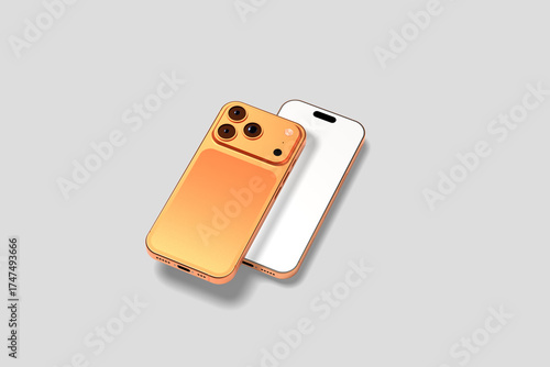 Orange smartphone 17 Pro max blank mockup