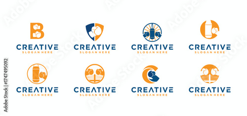 Boxing sport vector logo, Boxing sport logo initial design template.