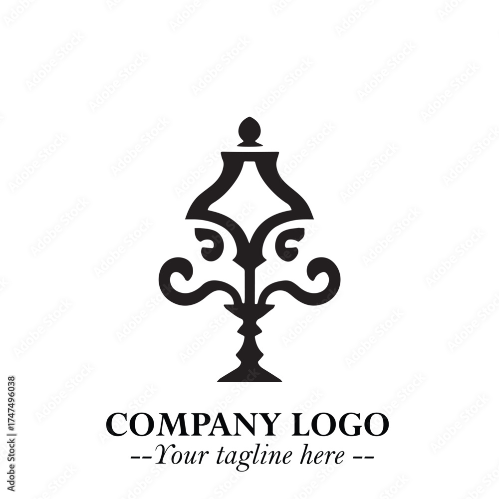 Fototapeta premium Classic Lamp Logo Symbol in Elegant Vintage Vector Design for Lighting, Interior, and Retro Branding
