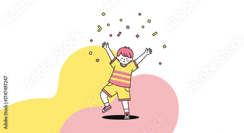 Joyful Youth Celebrating Under Colorful Confetti, A Celebration Of Pure Happiness