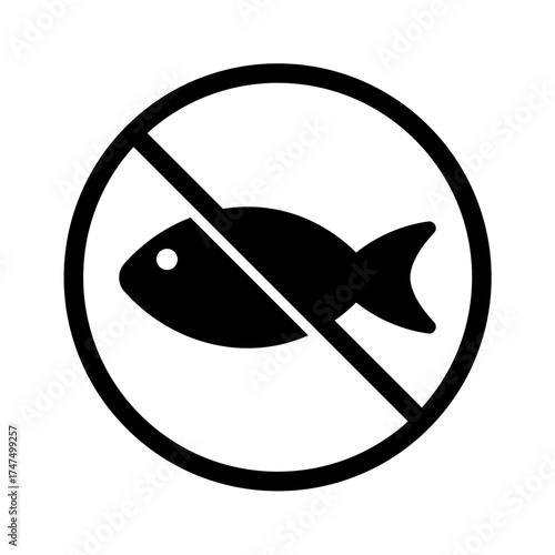 Black and White No Fish Sign