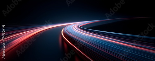 Dynamic Lights Trails: Swirling light trails create a visual symphony of speed and motion against a deep, dark backdrop.