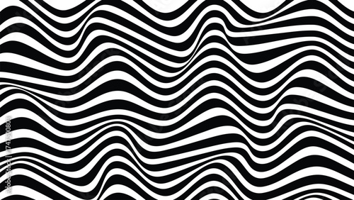 Abstract Black and White Optical Illusion Waves