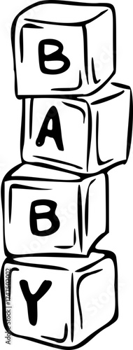 Baby Blocks Spelling “BABY” Vector Illustration