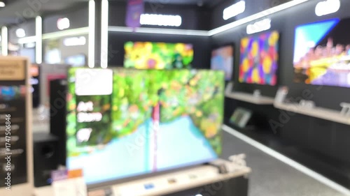 Blurred Television showroom in the shopping mall.