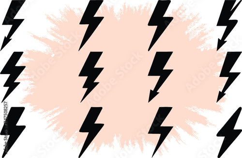 Black lightning bolt icons. Thunderbolt symbols. Editable vector to reuse on media and web. EPS 10
