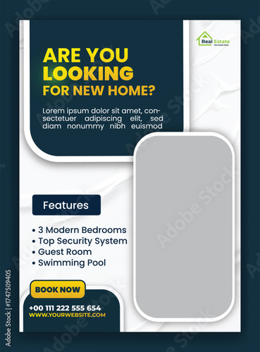 Creative and clean real estate flyer for real estate and property business with 3 color variation template