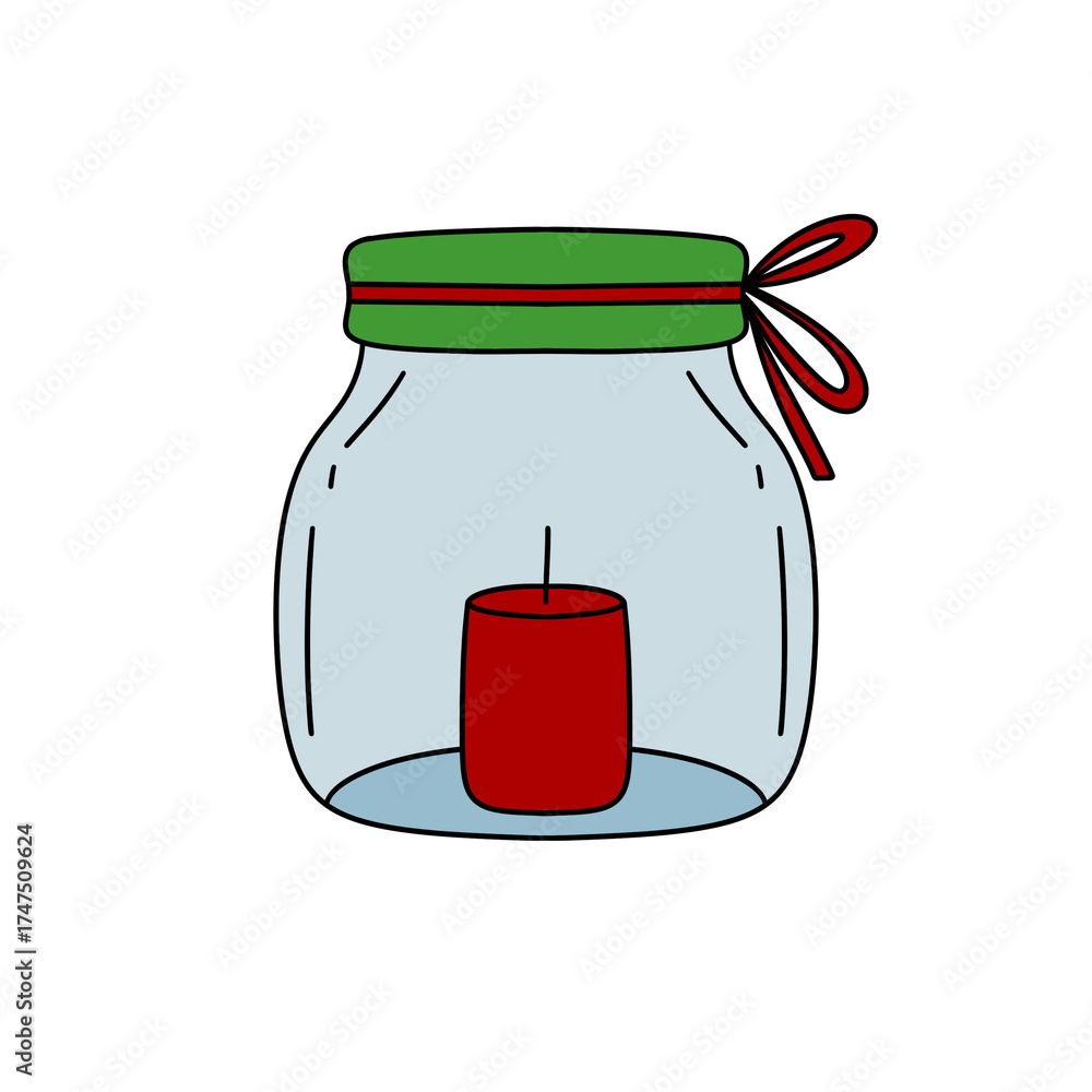 Fototapeta premium A jar with a candle inside of it