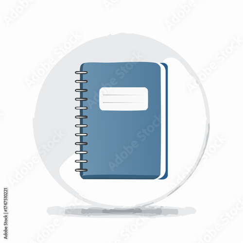 Blue spiral notebook illustration, essential for note-taking and organization