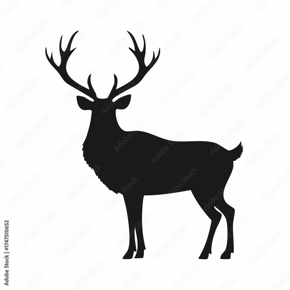 Obraz premium Elegant silhouette of a majestic stag standing gracefully against a white background