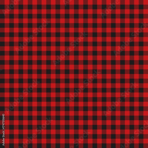 Wallpaper Mural  Red and black gingham checkered plaid pattern background. Festive seamless checked design perfect for Christmas, winter holidays, and cozy seasonal decorations. Torontodigital.ca
