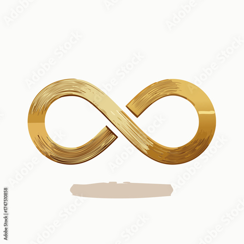 Golden infinity symbol with artistic brush strokes evoking timelessness and eternity