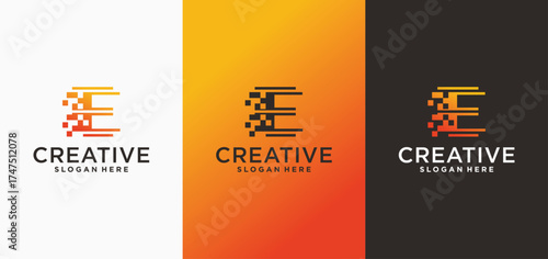 Initial letter E connected technology logo, Premium E initial technology Vector symbol