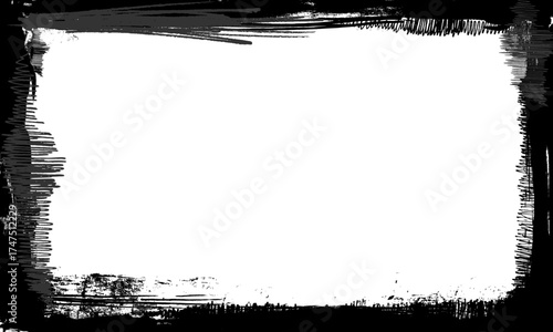 black ink brush painting blank space frame border picture artistic grunge graphic element