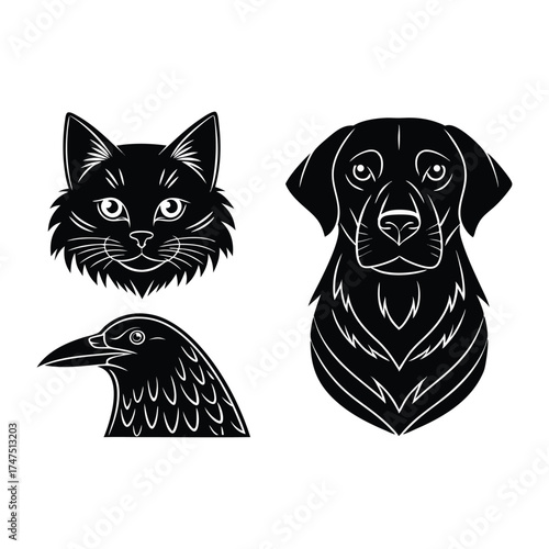 Animals Vector, Animal Clipart, Animals Illustration, Forest Animals, Group Of Animals, Personalized Memorial Line Art Dog Portrait, Custom Painting Commission For Grieving Pet Owner, Unique, Cute For