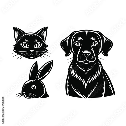Animals Vector, Animal Clipart, Animals Illustration, Forest Animals, Group Of Animals, Personalized Memorial Line Art Dog Portrait, Custom Painting Commission For Grieving Pet Owner, Unique, Cute For