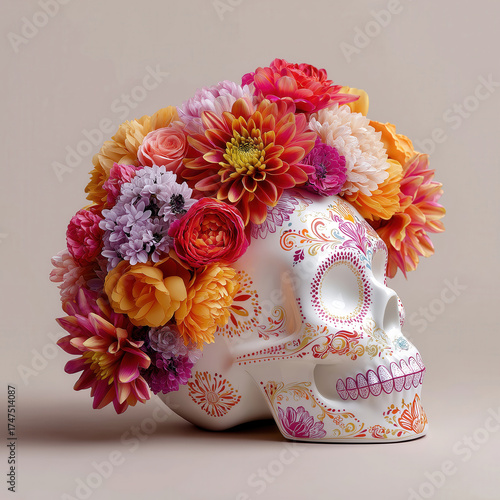 Day of the Dead Sugar Skull With Floral Crown