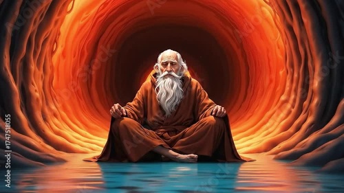 Jonah praying to God while inside the belly of a whale. Jonah and the whale biblical story concept.