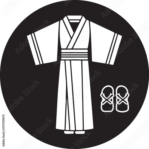 Traditional Japanese Yukata and Sandals Icon