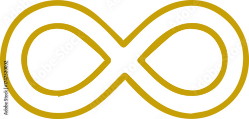 Golden infinity symbol with elegant double lines representing eternal possibilities