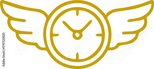 Elegant golden timepiece with wings symbolizing swiftness efficiency and precious moments flying