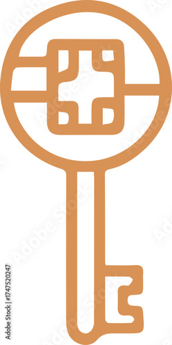 Unlocking possibilities with this unique ornate brown key graphic element