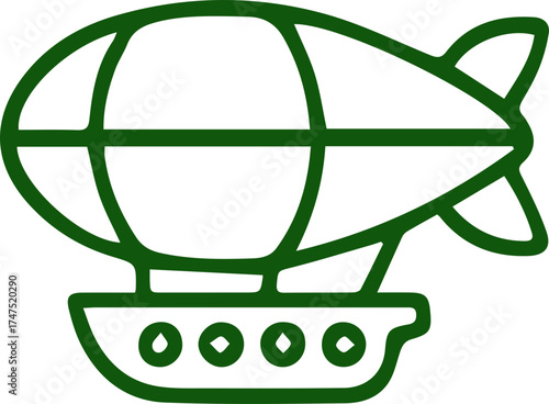 Green Outline Blimp Icon Classic Airship Graphic Simple Design Elegant Flying Machine Vector Image