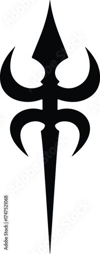 Elegant Symbol: A minimalist, high-contrast silhouette of a stylized symbol, exhibiting a blend of sharp angles and graceful curves. The symbol, possibly representing concepts of growth or strength.