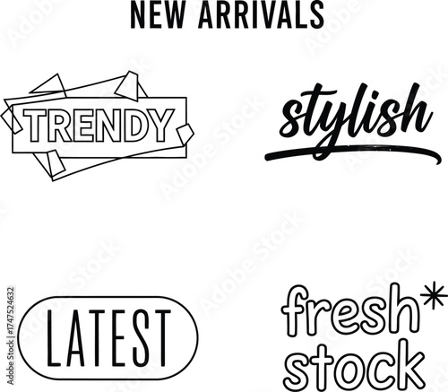 Vector art of new arrivals promotion badges