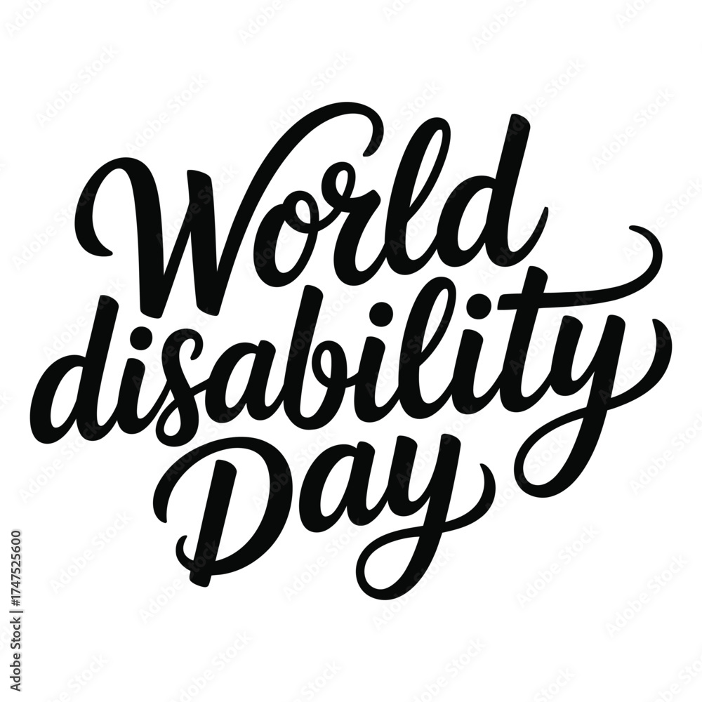 Fototapeta premium World disability day lettering celebrating inclusion and awareness for people with disabilities