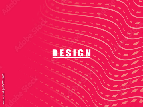 Abstract vector with a pattern of wavy lines and repetitive geometric shapes in red, creating a dynamic and modern effect suitable for backgrounds, posters or contemporary graphic designs.