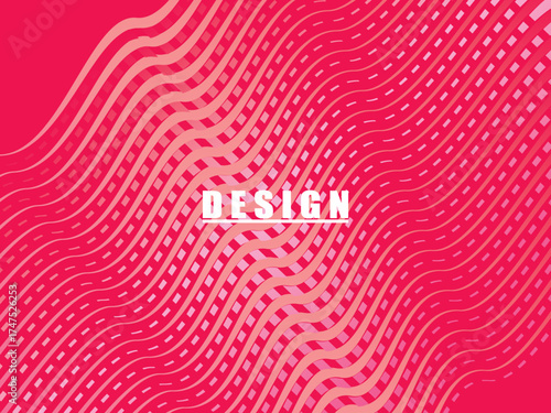 Abstract vector with a pattern of wavy lines and repetitive geometric shapes in red, creating a dynamic and modern effect suitable for backgrounds, posters or contemporary graphic designs.