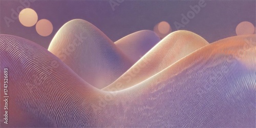 Abstract Wavy Lines With Glowing Orbs