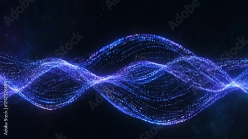 Futuristic Glowing Particle Waves – Fluid Light Trails in Seamless Abstract Motion Background Loop, Dynamic Energy Flow in 4K