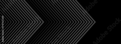 Black line arrow background. Linear triangle repeated pattern. Thin to thick gradation stripe backdrop for poster, cover, banner. Vector masculine sporty design. Striped halftone gradient wallpaper.