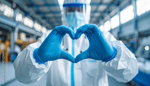 a Doctor wearing protective equipment (PPE) , Hand of doctor in blue medical