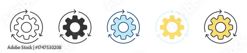 Process Icon Set Multiple Style Collection
