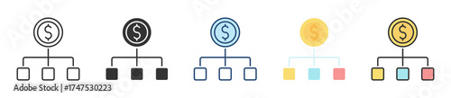 Diversification Icon Set Multiple Style Collection