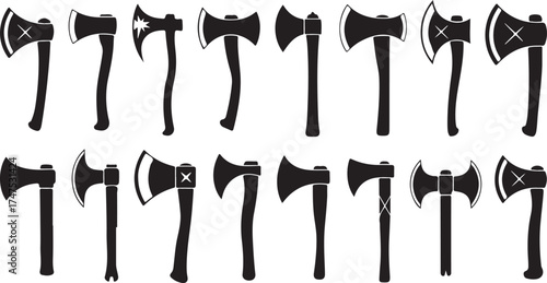 Ax Vector Silhouette Lumberjack Woodcutter Tool Hatchet Axe Equipment Icon