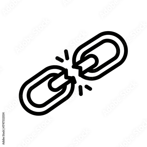 Broken chain link icon representing a lost connection or unlink symbol for web interface and error messages
