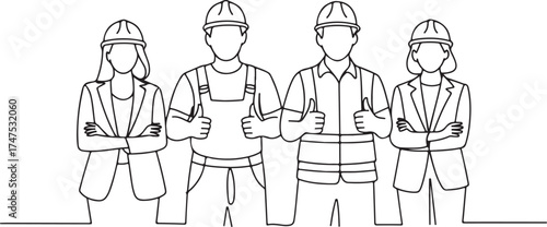 Construction Worker Team Outline Workforce Industry Job