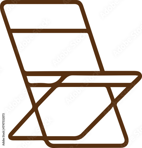 Simple brown outline icon of a classic folding chair for convenient portable seating