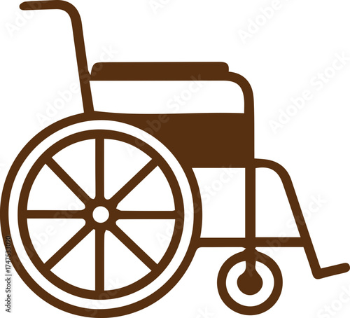 Clean brown wheelchair vector graphic for healthcare and accessibility designs