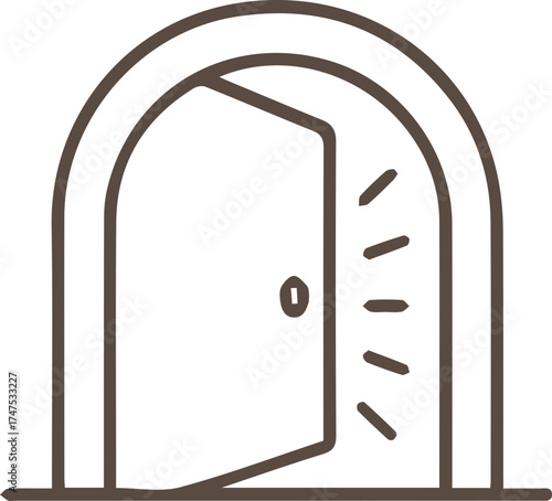 Arched doorway opening to a bright future revealing new possibilities and opportunities