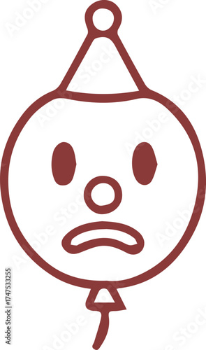 Melancholy Clown Balloon Adornment A Somber Yet Whimsical Party Decoration Graphic