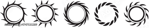 Set of Circular Decorative Black Shapes